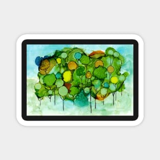 Drunken Forest Bubbly Abstract Trees Magnet