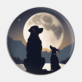 two dogs and one moon Pin