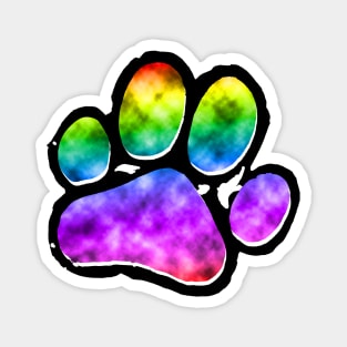 Rainbow Pawprint - Black Magnet