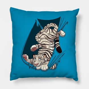 Mischievous White Tiger Pillow