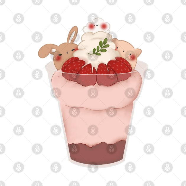 Cute strawberry ice cream by Dsanstudio