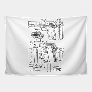 Fire Arm Vintage Patent Hand Drawing Tapestry