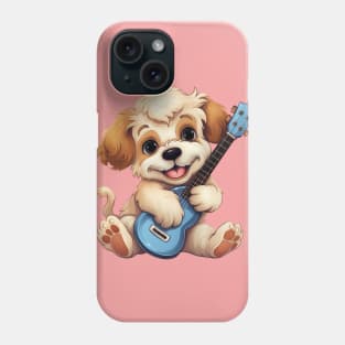 Cute Puppy playing on Guitar Phone Case