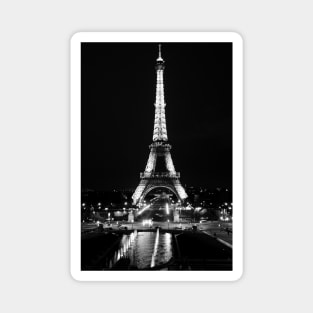 Eiffel Tower Paris at night black and white Magnet