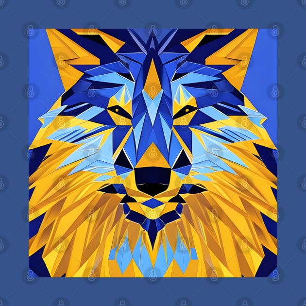 Pop Art Geometric Wolf Face by Chance Two Designs