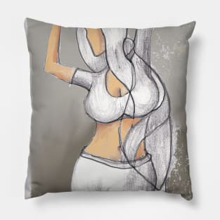 White Sari Pillow