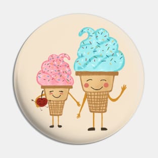 Cute blue and pink ice cream Pin