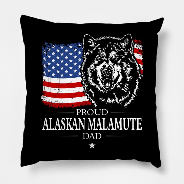Proud Alaskan Malamute Dad American Flag patriotic gift dog Pillow by wilsigns