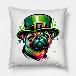 Pug Enjoys Saint Patrick's Day in Graffiti Style Pillow