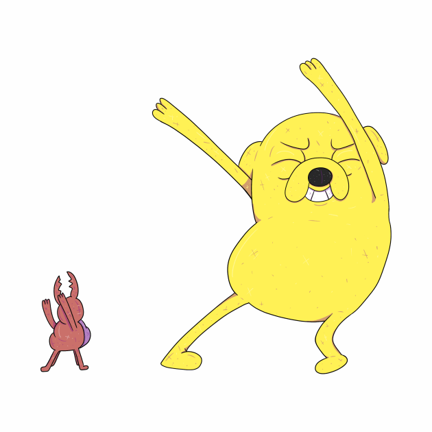 Adventure Time - Jake Dancing With Bug by surfinggiraffecomics