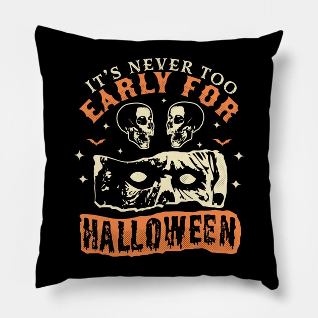 It's Never Too Early For Halloween Goth Skull Retro Vintage Pillow by OrangeMonkeyArt