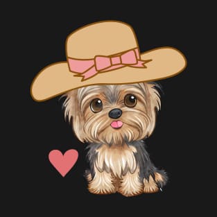 Cute yorkshire terrier dog wearing a hat, Yorkie lovers gift, animal gift T-Shirt