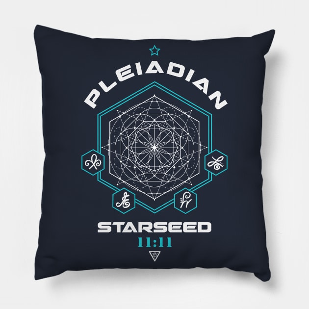 Pleiadian Starseed Light Code Sacred Geometry 11:11 Pillow by LadyMoldavite