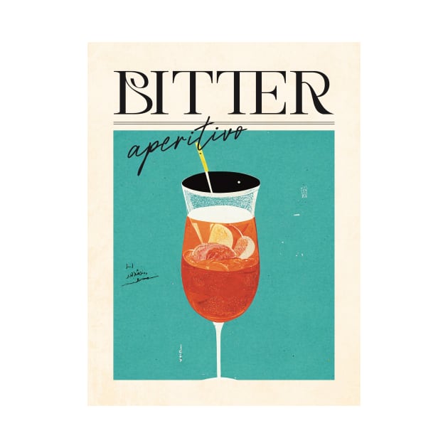 Bitter Aperitivo Retro Poster Classic Bar Prints, Vintage Drinks, Recipe, Wall Art by BetterManufaktur