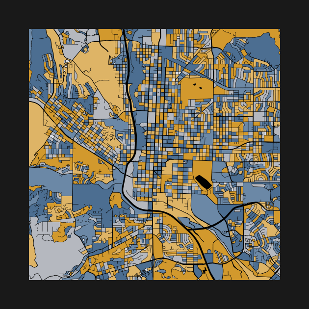Colorado Springs Map Pattern in Blue & Gold by PatternMaps