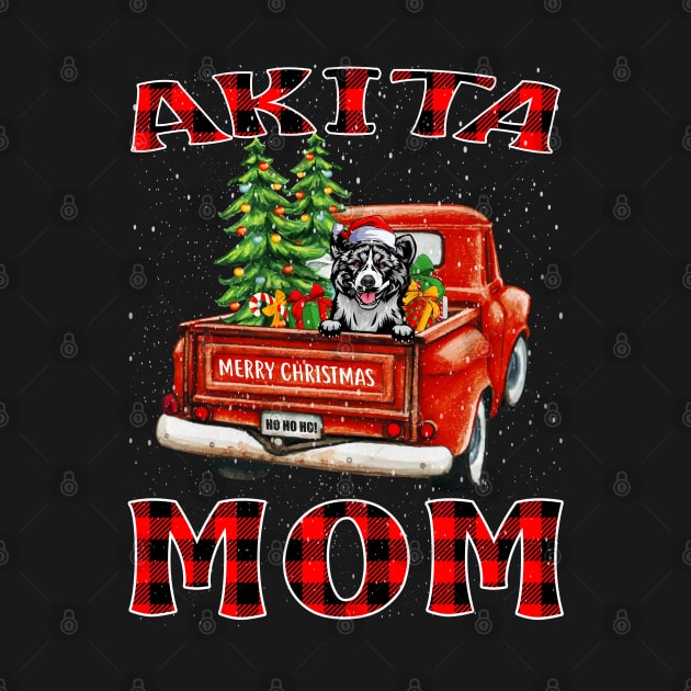 Christmas Akita Mom Santa Hat Truck Tree Plaid Dog Mom Christmas by intelus