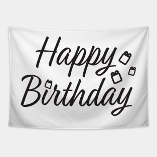 Happy Birthday - Typography Birthday greeting with gift boxes Tapestry