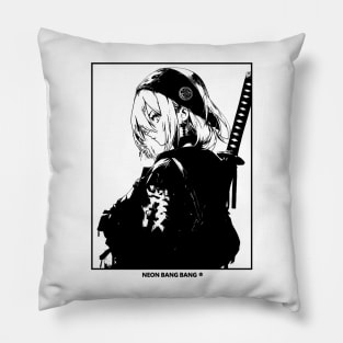 Minimalist Japanese Anime Manga Samurai Girl Urban Style Pillow