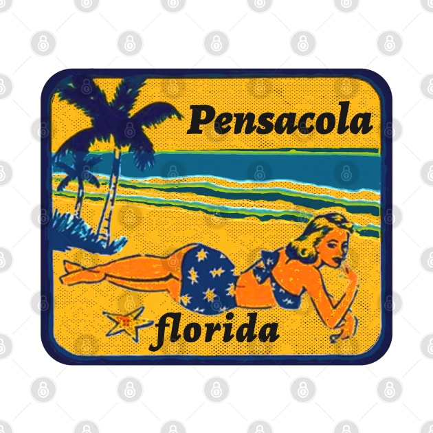 Pensacola Florida Vintage Beach Ocean Vacation Travel Luggage by TravelTime