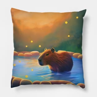 capybara sunrise Pillow