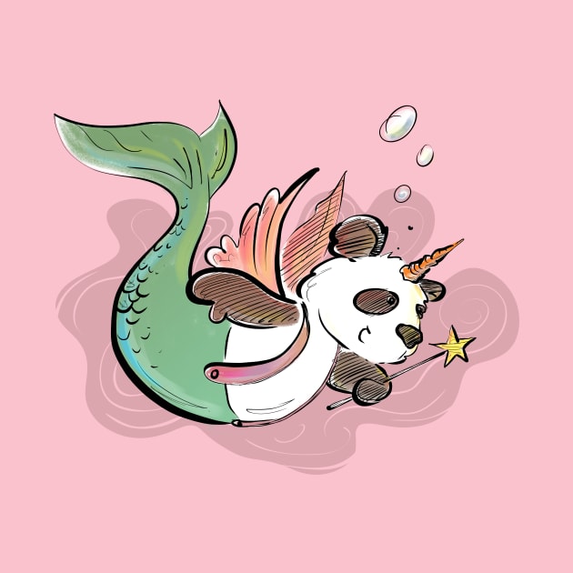 Unicorn Fairy Mer-Panda (Color) by Jason's Doodles