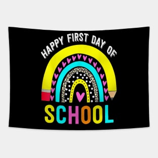 Happy First Day Of School Rainbow Leopard Back To School Tapestry