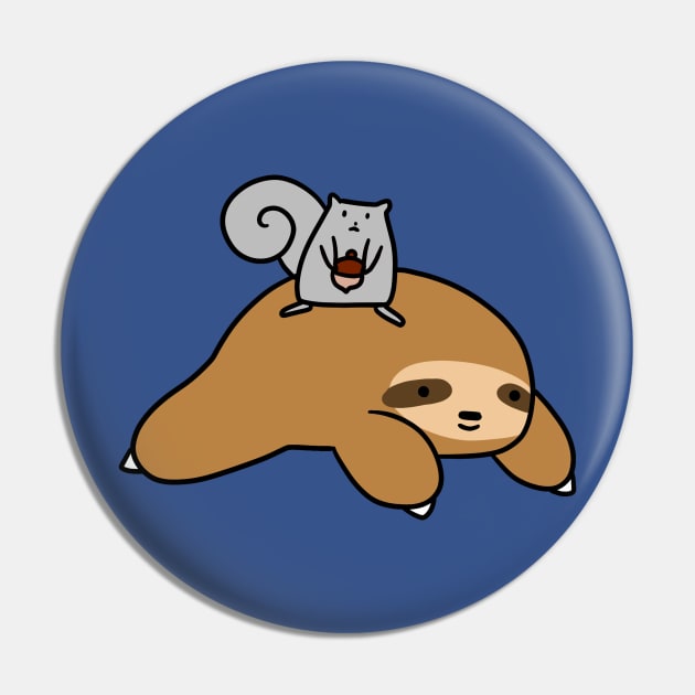 Sloth and Squirrel Pin by saradaboru