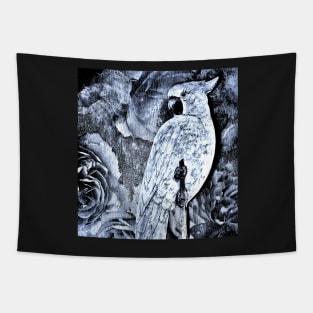 BLUE COCKATOO , TROPICAL DECO DESIGN , ART PRINT, PARROT POSTER Tapestry