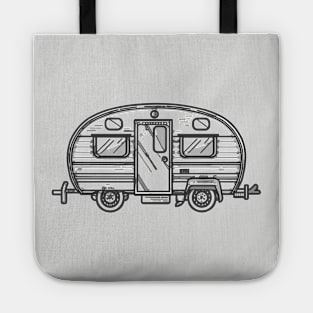 Line art of a vintage caravan Tote