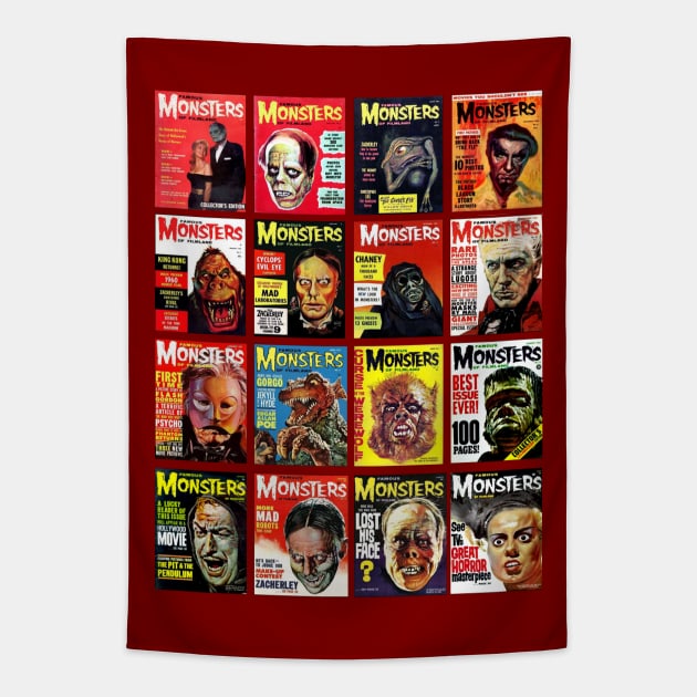 Famous Monsters Collage Series 1 Tapestry by Starbase79