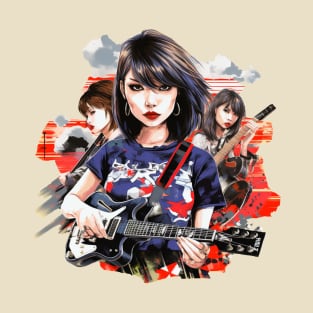 Japanese Girl Rocker Pop Punk Rocker Band Pop Art T-Shirt
