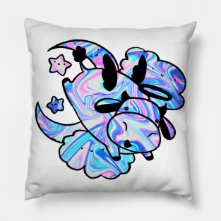 Rainbow Holographic Swirls - Angel Cow Pillow