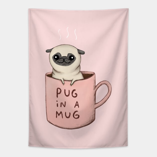 Pug in a Mug Tapestry by Sophie Corrigan