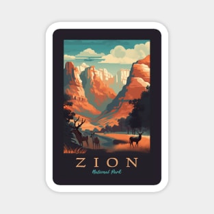 Zion National Park Vintage Travel Poster Magnet