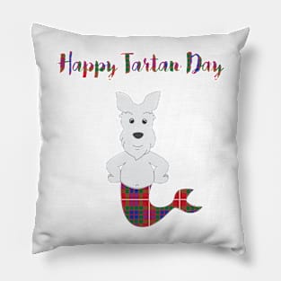 Airedale Terrier puppy in Traditional Tartan Costume  National Tartan Day Pillow