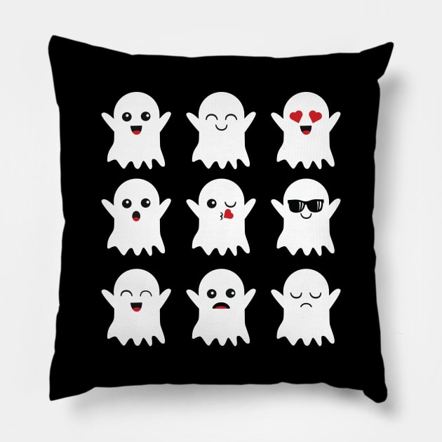 Cute Ghost Emoticon Funny Halloween Gift Pillow by HCMGift