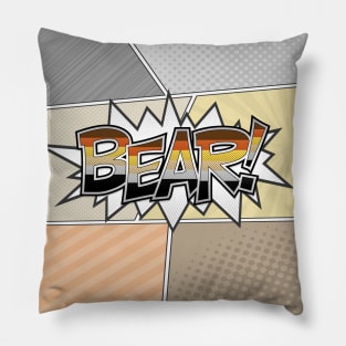 Halftone Gay Bear Pride Typography with Flag Background Pillow