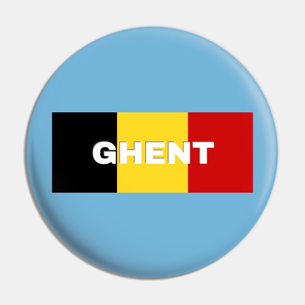 Ghent City in Belgian Flag Pin by aybe7elf