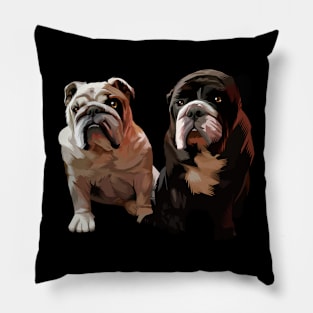 two cute black dogs-vector art Pillow