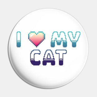 I Heart My Cat Classic Video Game Graphic Blue Gradient Pin