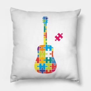 Color Puzzle Acoustic Guitar Silhouette Pillow