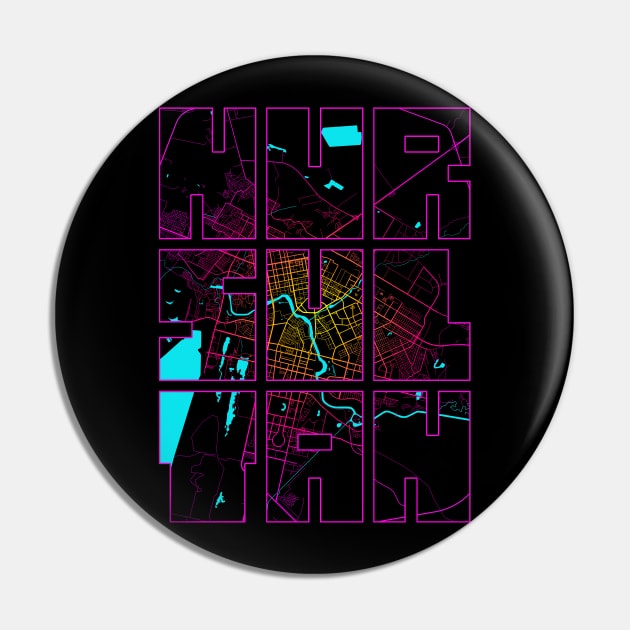 Nur Sultan, Kazakhstan City Map Typography - Neon Pin by deMAP Studio