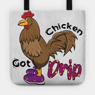 Chicken With Shoes Brown Purple DRIP Tote