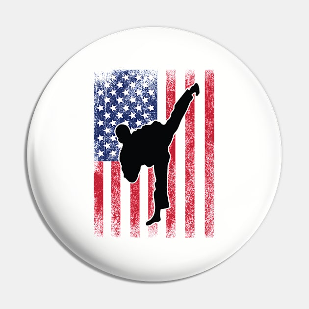 Taekwondo - Taekwondo USA Flag Pin by Kudostees