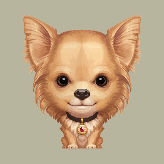 Fawn Longhaired Chihuahua Dog by stonemask