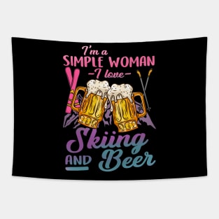 I'm A Simple Woman I Love Skiing And Beer Tapestry