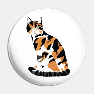 Calico cat sitting Pin