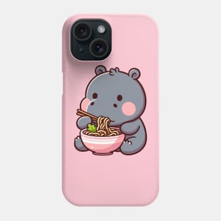 Cute hippo eat Ramen Phone Case