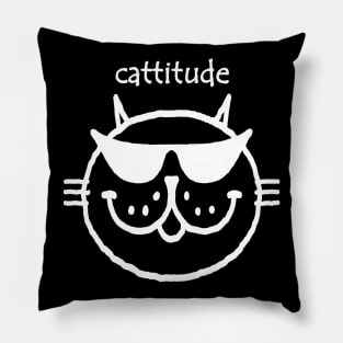 cattitude (white outline) Pillow