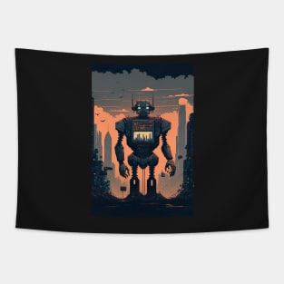 Giant futuristic robot attacking the city Tapestry